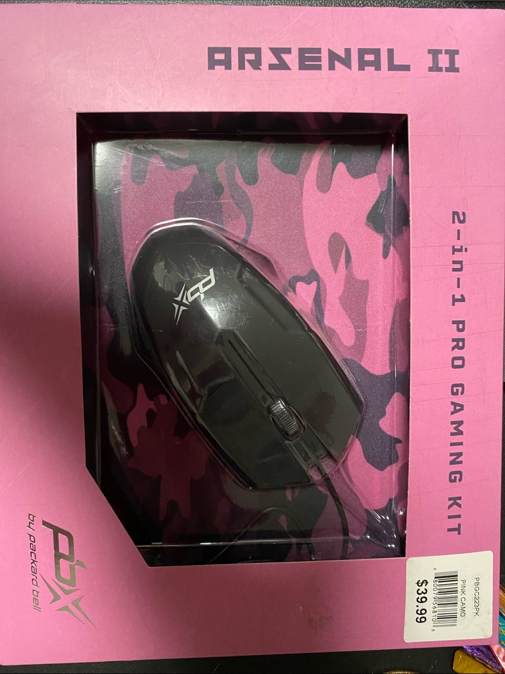 Arsenal II Black Gaming Mouse - Pink Packaging
